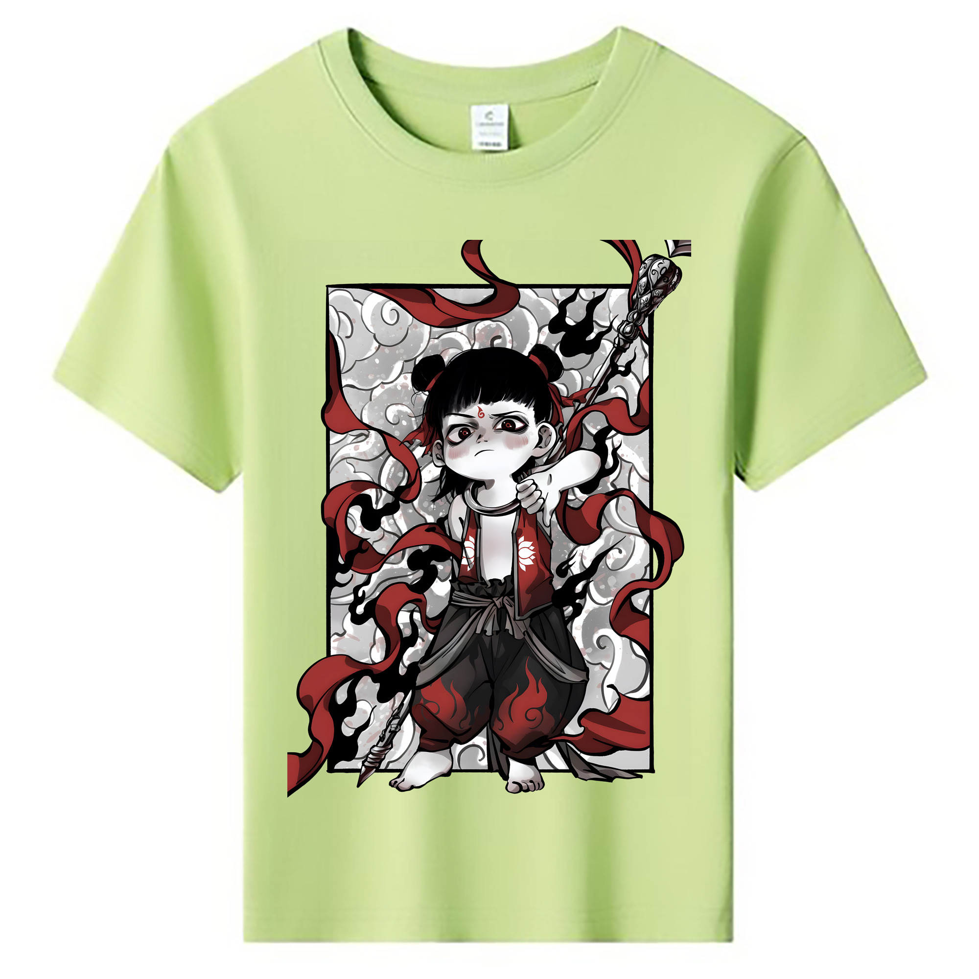 （画像用） Ne Zha 2 ナタ 魔童の大暴れ 綿100％キッズTシャツ（フロントプリント）